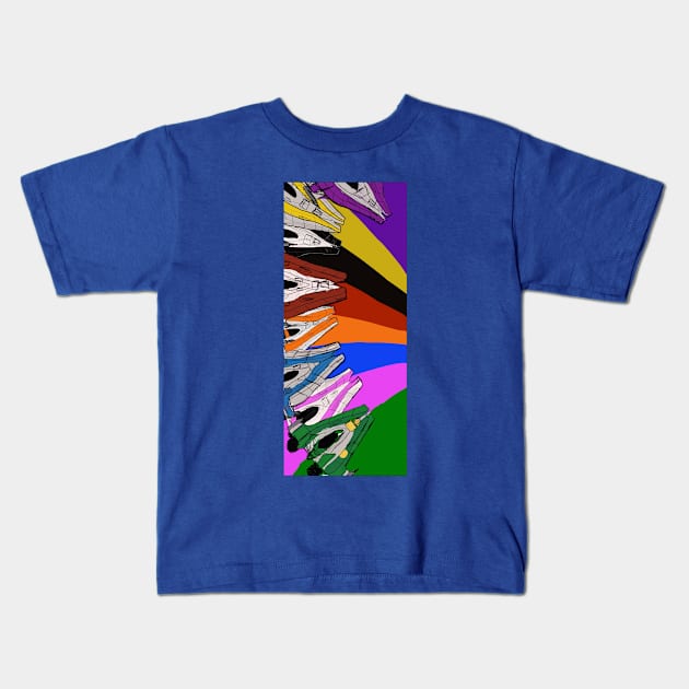 Rainbow A-wings (vertical) Kids T-Shirt by mattmall